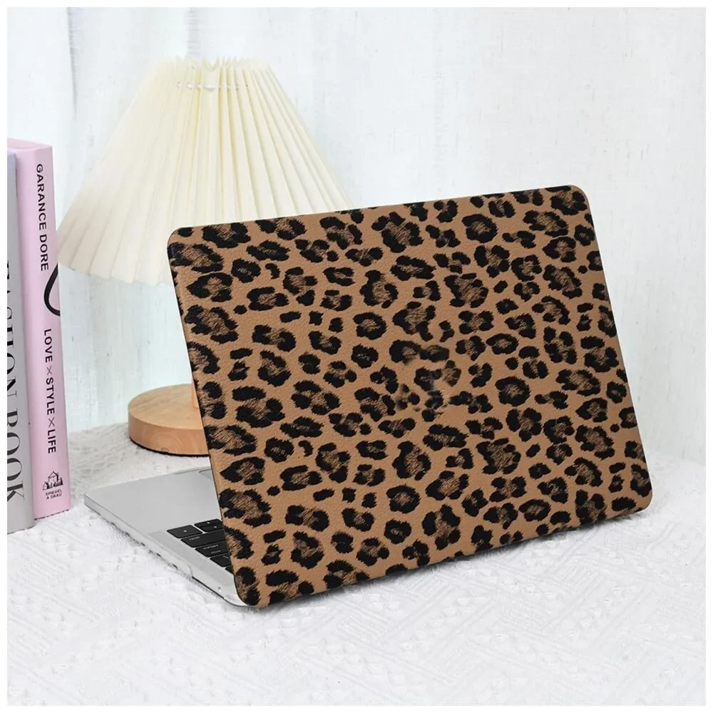 Leather Leopard Print Shell for MacBook Pro 14 in Case 2026-2021 M5 M4 M3 M2 M1